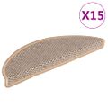 vidaXL Samolepiace nášľapy na schody vzhľad sisalu 15 ks 56x17x3 cm