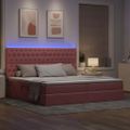 vidaXL LED úložná posteľ s matracom Ružová 200 x 200 cm Zamat