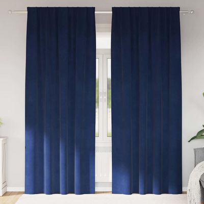 vidaXL Zatemňovacie závesy 2 pcs Tmavomodrá 140 x 245 cm Zamat