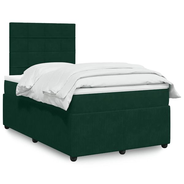 vidaXL Boxspring posteľ s matracom, tmavozelená 120x190cm, zamat