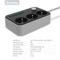 COLORWAY Predlžovací napájací kábel/ 3x Schuko/ 6x USB 5V / kábel 1,8m Kabel, predlžovací, 3x zásuvka 220V, 6x USB 5V, 1,8m, bielo-cierna
