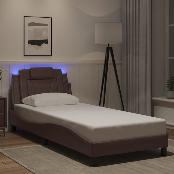 vidaXL Rám postele, Viana, s LED bez matraca, hnedý 90x200 cm
