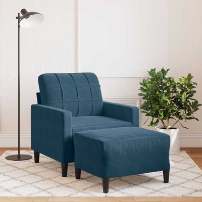 vidaXL Kreslo s podnožkou modré 60 cm zamat