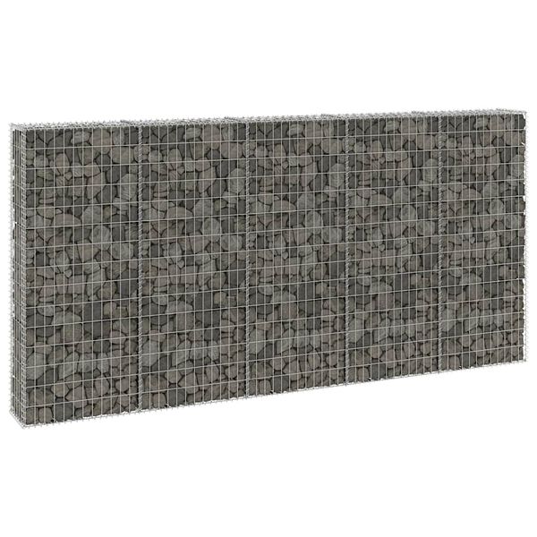vidaXL Gabiónová stena s krytmi, pozinkovaná oceľ 300x30x150 cm
