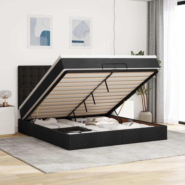 vidaXL Osmanský rám postele s matracmi čierna 200x200 cm látka