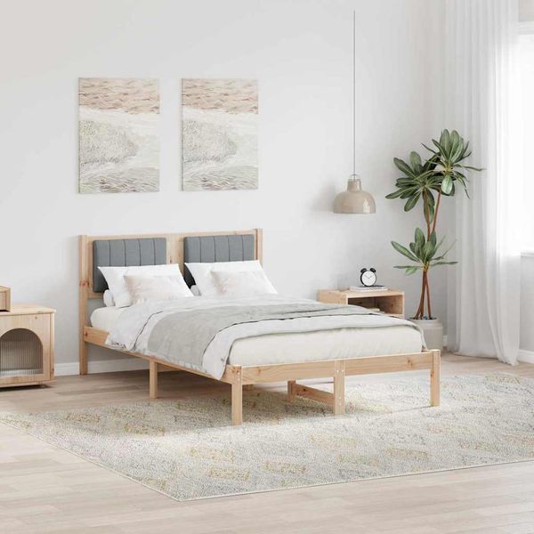 vidaXL Rám postele s čalúneným čelom Svetlosivá 120 x 200 cm