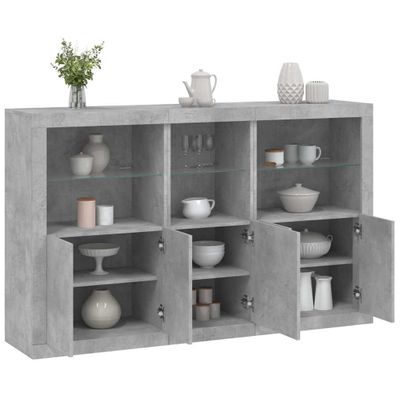vidaXL Komoda s LED svetlami betónovo-sivá 162x37x100 cm
