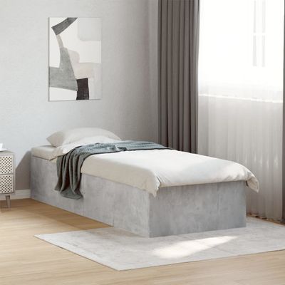 vidaXL Posteľný rám betónový sivý 100x200 cm borovicový masív