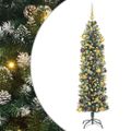 vidaXL Umelý chudý vianočný strom Zelená a biela 180 cm