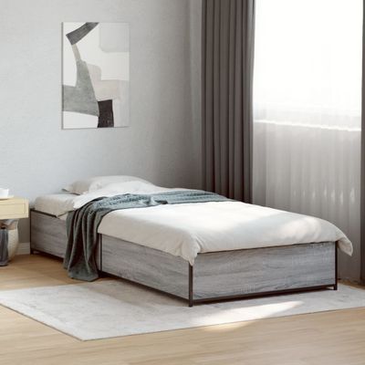 vidaXL Posteľný rám sivý sonoma 100x200 cm kompozitné drevo a kov