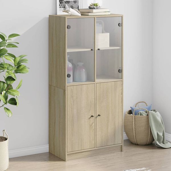 vidaXL Vysoká skrinka s dvierkami sonoma 68x37x142 cm kompozitné drevo
