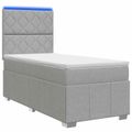 vidaXL LED boxspring posteľ s matracom Svetlosivá 100 x 200 cm Látka