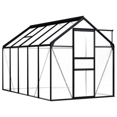 vidaXL Skleník, antracitový, hliník 5,89 m²