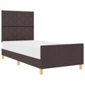 vidaXL Rám postele s čelnou doskou Tmavo hnedá 100 x 200 cm látka