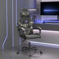 vidaXL Otočná herná stolička čierna a maskáčová umelá koža