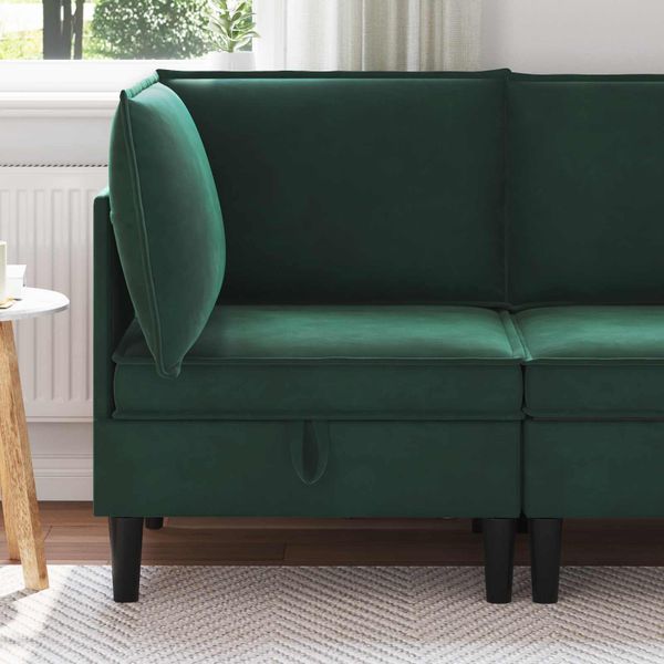 vidaXL Sofa s úložným priestorom Tmavozelená Zamat