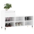 vidaXL Botník lesklý biely 102x36x60 cm spracované drevo