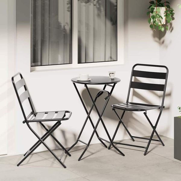vidaXL Záhradný bistro set 3 pcs Antracit Oceľ