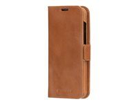 Puzdro s klopou na mobilný telefón - koža full-grain - bronz - pre Samsung Galaxy A54