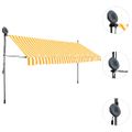 vidaXL Ručne zaťahovacia markíza s LED 400 cm, bielo oranžová