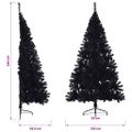 vidaXL Umelý vianočný polovičný stromček s podstavcom čierny 240cm PVC