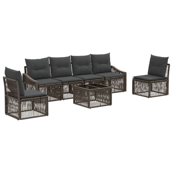 vidaXL Súprava záhradných pohoviek 7 pcs Sivá polyratan