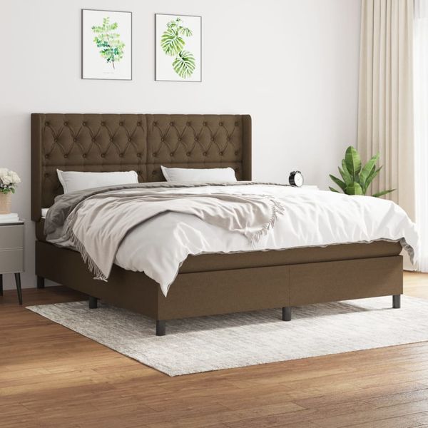 vidaXL Boxspring posteľ s matracom tmavohnedá 160x200 cm látka