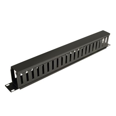 Káblový manažér horizontálny SmartRack 1U, káblový kanál s výrezmi pre káble a krytom