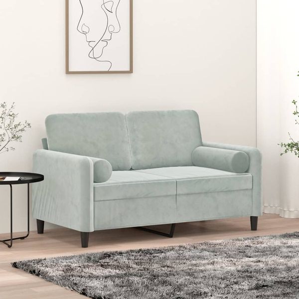 vidaXL Dekoratívne vankúše 2 ks bledosivé Ø15x50 cm zamat