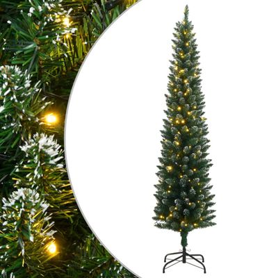 vidaXL Umelý úzky vianočný stromček s 300 LED 180 cm