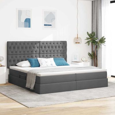 vidaXL Postel s úložným prostorem a matrací Tmavo šedá 200 x 200 cm