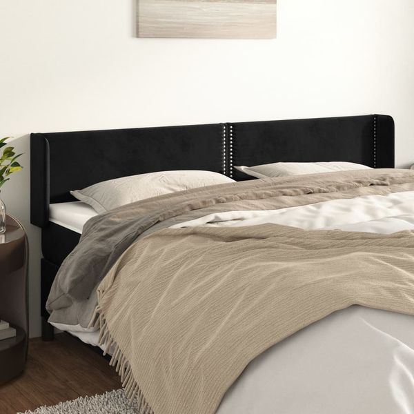 vidaXL Čelo postele so záhybmi čierne 203x16x78/88 cm zamat