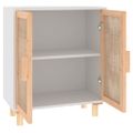 vidaXL Komoda biela 60x30x70 cm masívna borovica a prírodný ratan