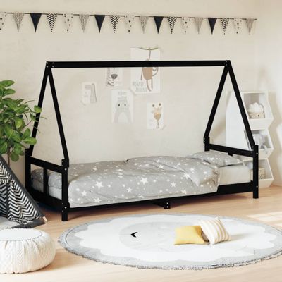 vidaXL Rám detskej postele čierny 80x200 cm masívna borovica