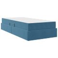 vidaXL Postel s úložným prostorem a matrací Tmavomodrá 90 x 190 cm