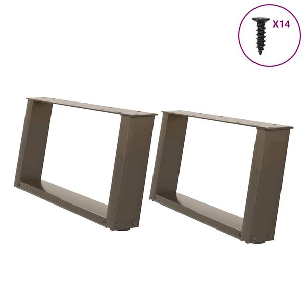 vidaXL Nohy konferenčného stolíka v tvare U, 2 ks, prírodná oceľ, 70 x (30-31) cm, oceľ