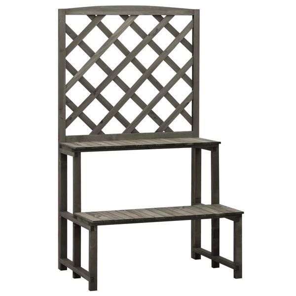 vidaXL Podstavec na kvetináč s mriežkou sivý 70x42x120 cm jedľový masív