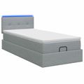 vidaXL Ottoman posteľ s matracom a LED Svetlosivá 90 x 190 cm Látka