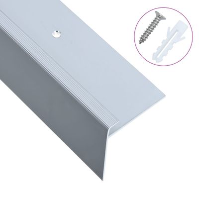 vidaXL Schodové lišty v tvare F 15 ks, hliník 100 cm, strieborné