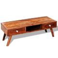 TV stolík z dreveného masívu akácia s 2 zásuvkami, vintage, 40 cm