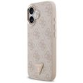 Puzdro Guess Case Magsafe 4G PU Kožené s trojuholníkovým logom a zlatým kovovým rámom fotoaparátu pre iPhone 17 Ružová