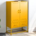 vidaXL Vysoká skrinka horčicovožltá 68x39x111,5 cm oceľ