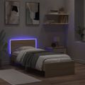 vidaXL Posteľný rám s čelom a LED svetlami dub sonoma 90x190 cm