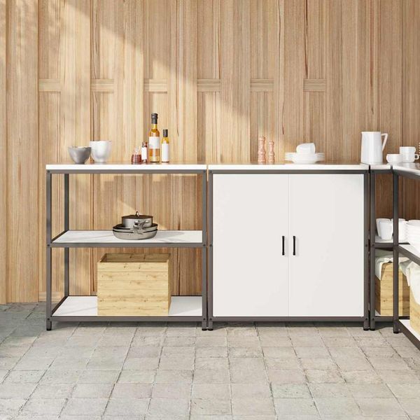 vidaXL Kuchynský úložný set HATTEM 2 pcs Biela Studený valcovaný oceľ