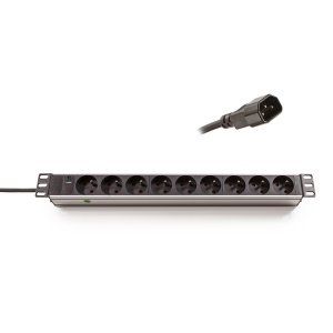 19'' rozvodný panel, 9x230V, 1U, IEC320 C14 2,5m