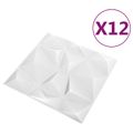 vidaXL Nástenné panely 12 ks 50 x 50 cm Diamond Biele XPS Pena