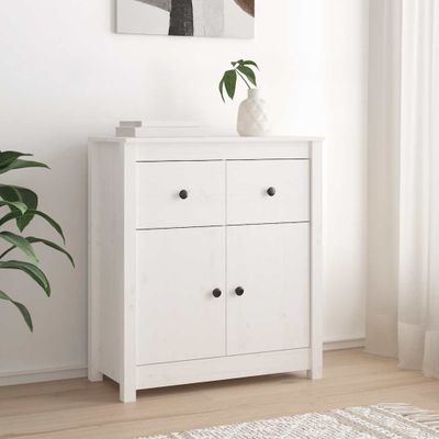 vidaXL Komoda biela 70x35x80 cm borovicový masív