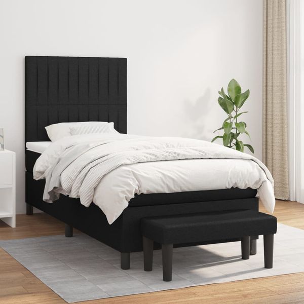 vidaXL Posteľný rám boxspring s matracom čierny 90x200 cm látka