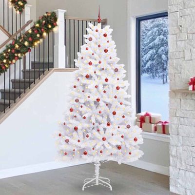 vidaXL Umelý Sklápací Vianočný Stromček Biela 270 cm PVC a oceľ