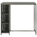 vidaXL Barový stolík s úložným regálom sivý 120x60x110 cm polyratan